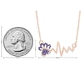 thumbnail image 6 of AFFY Round Cut Simulated Birthstone Paw & Heartbeat Pendant Necklace In 14K Rose Gold Over Sterling Silver By, 6 of 7