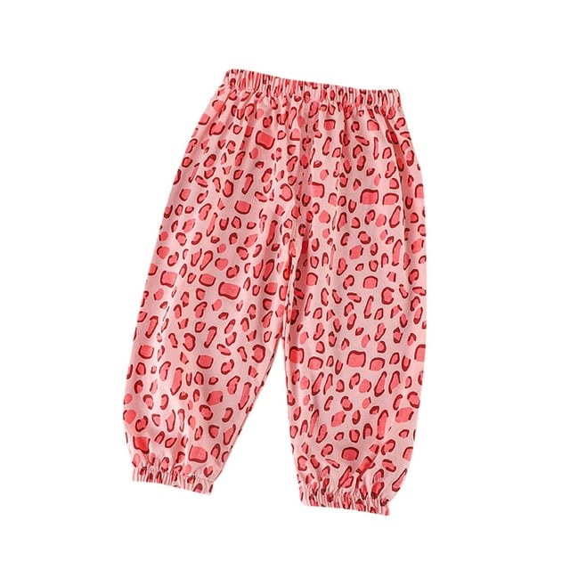 Odeerbi 1-6 Años Niños Niñas Pantalones de Algodón Impresión de Leopardo Entrenamiento Deportes Jogger Pantalones de Verano Respirables Joggers Sueltos