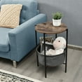 thumbnail image 2 of Costway Ensemble de 2 Tables d'Appoint Rondes Industrielles Table de Canapé Table Basse avec Panier de Rangement, 2 of 9