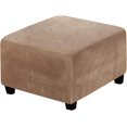 thumbnail image 1 of Square Footstool Covers Square Footstool Cover Storage Stool Protector Covers Stretch Footstool Covers with Elastic Bottom, Real Velvet Fabric, Camel, 1 of 5