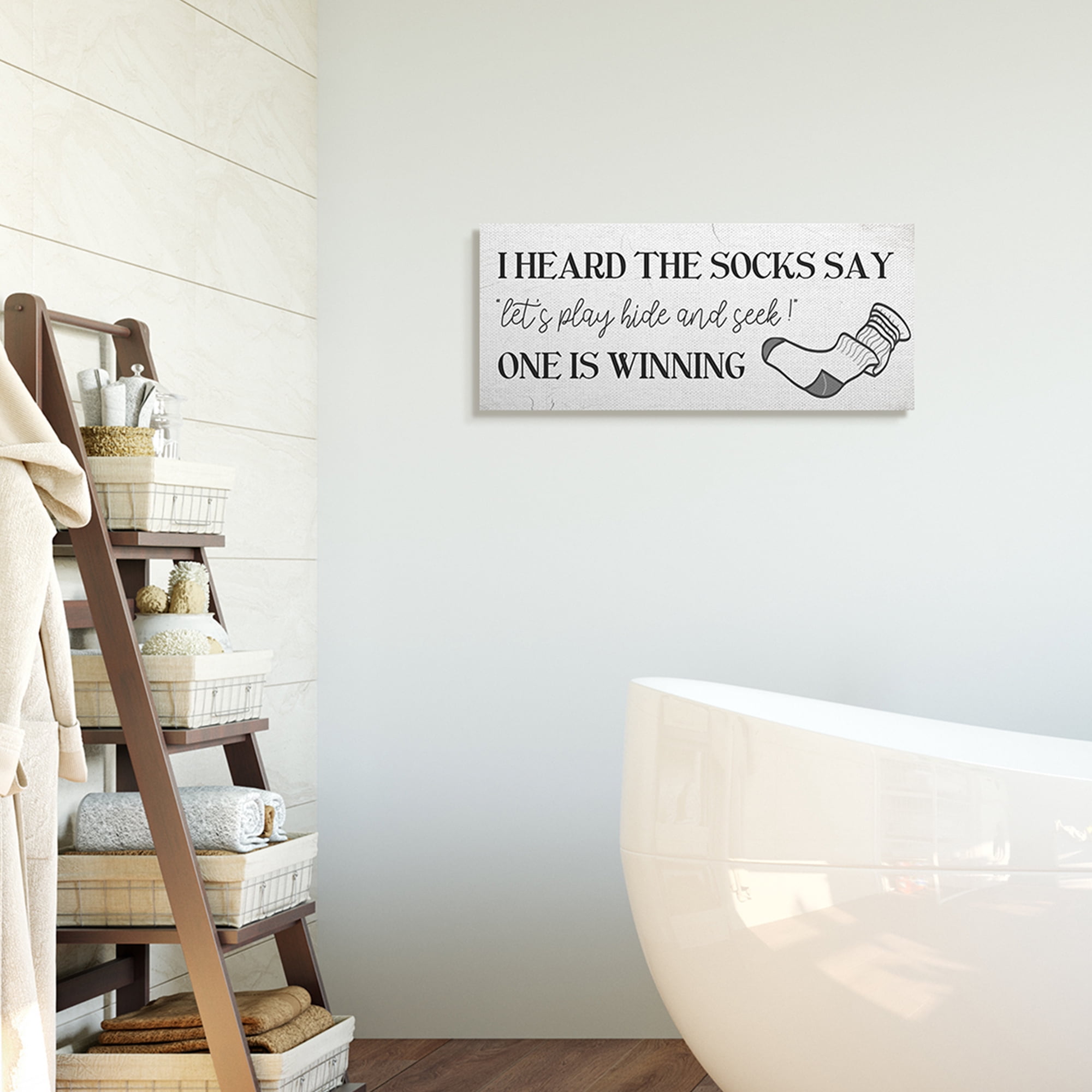 Stupell Industries Socks Say Hide and Seek Quote Laundry Humor,10 x 24,Designed by Daphne Polselli