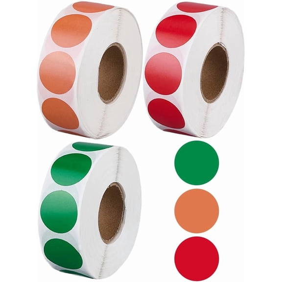 3 Rolls 3 Colors Direct Thermal Printer Labels Round Paper Stickers 19mm 1000Pcs per Roll for Shipping Address Organization Colorful