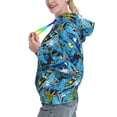 thumbnail image 2 of Fotbe snow board blue Pattern Womens Long Sleeve Hoodie, Pullover Hooded Sweatshirt, Kangaroo Pocket Hoodie with Eye-catching Drawstrings-X-Large, 2 of 7