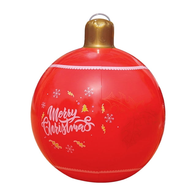 Boules Gonflables Décoratives de Noël Rouges pour Décorations Extérieures et Intérieures Matériau Pvc avec Crochet pour Suspendre Design Incassable Mesure 18.9 Pouces Diamètre Poids 0.39 Livres