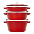thumbnail image 1 of STAUB Stackable Set Stackable Set Large 4 Piece Cast Iron, Cherry, 1 of 11