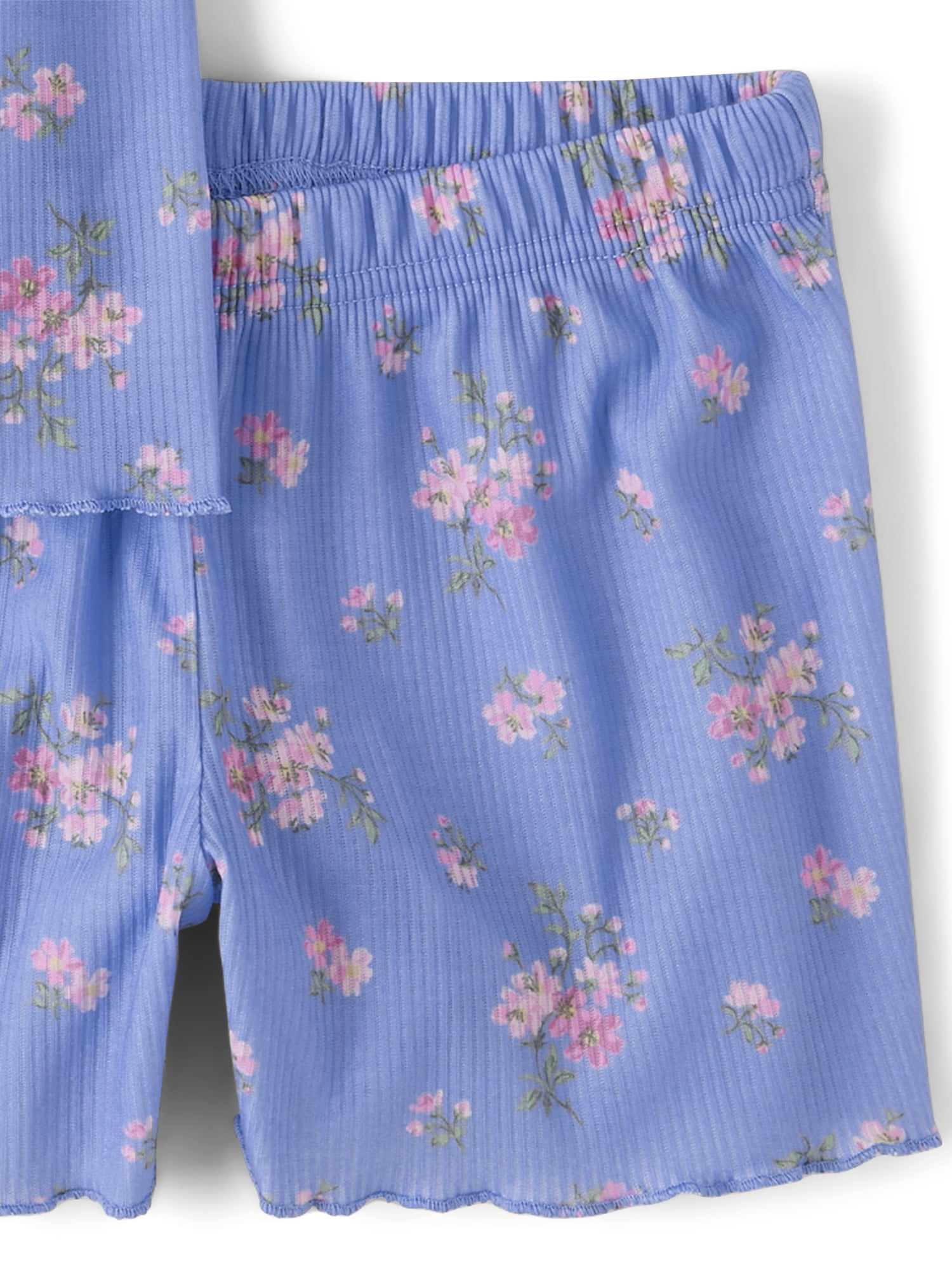 The Children's Place Girls Short Sleeve Floral Ribbed Pajamas, Sizes XS-XXL