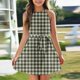 thumbnail image 2 of Girls 2025 Summer Dresses Sleeveless Plaid Dress with Belt Checkered Pattern Casual A-Line Sundress for Summer ,Sie:110, 2 of 6