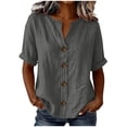 thumbnail image 4 of Uootdi Tops for Women Short Sleeve Scoop Neck Tops Daily Errands Style Wrinkle Resistant Comfortable Silhouette Blouses Gift, 4 of 8