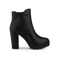 thumbnail image 3 of Allegra K Women's Round Toe Zip Block Heel Platform Ankle Boots, 3 of 6