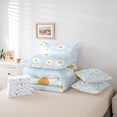 thumbnail image 6 of Homewish Blue Cartoon Groovy Bedding Comforter Set 7pcs for Kid, Kawaii Daisy Flower King Bedding Sets, Rustic Floral Reversible Bed Sheets, Luxury Bedroom Decor, 6 of 8