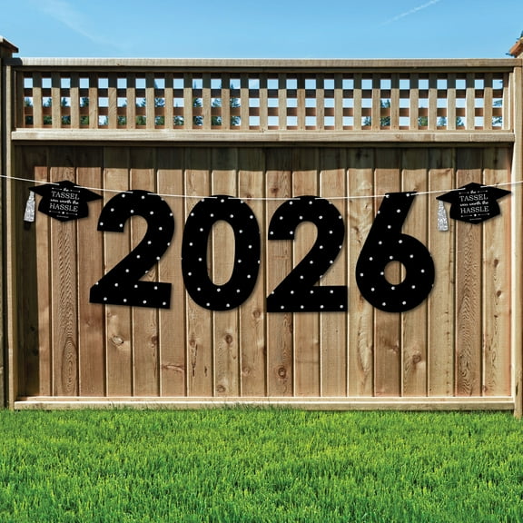 Big Dot of Happiness Tassel Worth The Hassle - Silver - Large Graduation Party Decorations - 2026 - Outdoor Letter Banner