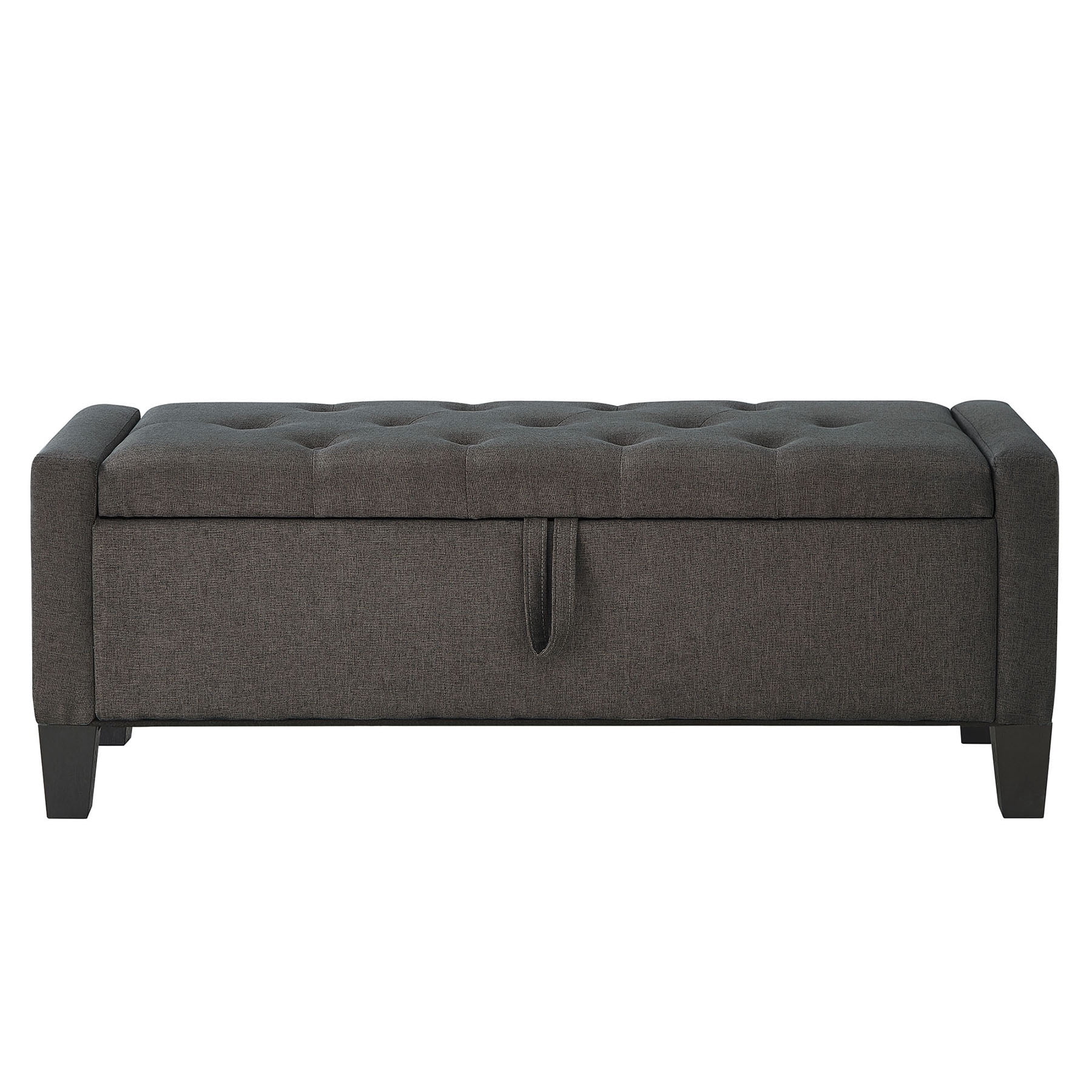 CQSXDA Upholstered Ottoman Bench in Linen with Storage and Safety Hinge for Entryway Seating and Organization