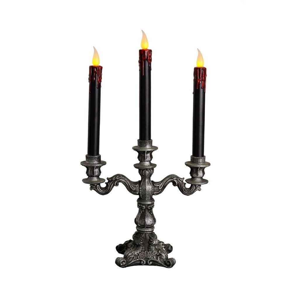 Home Accents Holiday Halloween Candles 19 in. Candelabra with 3 LED