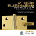thumbnail image 5 of Embassy 3.5” x 3.5” Ball Bearing Door Hinge Heavy Duty Hinges Polished Brass with Steeple Tips, 5 of 9