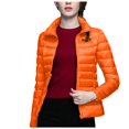 thumbnail image 3 of felwors Puffer Jacket Women Casual Feather Lightweight Down Jackets Packable Solid Color Puffer Coats With Storage Bag Winter Orange, L, 3 of 6