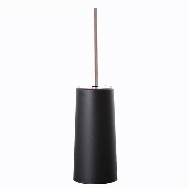 Cepillo de inodoro alto y duradero con tapa y soporte para kits de baño, blanco/negro