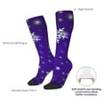 thumbnail image 4 of Gaeub Dark Purple Snowflakes Printed Design Socks Stretchy High Tube Socks for Men Women Teens , Softball Soccer Socks for Hiking, Sport, 4 of 6
