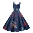 thumbnail image 1 of WILLBEST Vestidos Largos Casuales Para Mujer, Vestido Informal Con Estampado De Libertad Democrática, Tirantes Y Cintura Alta, Para El Día De La Independencia De Las Mujeres 2547, 1 of 2