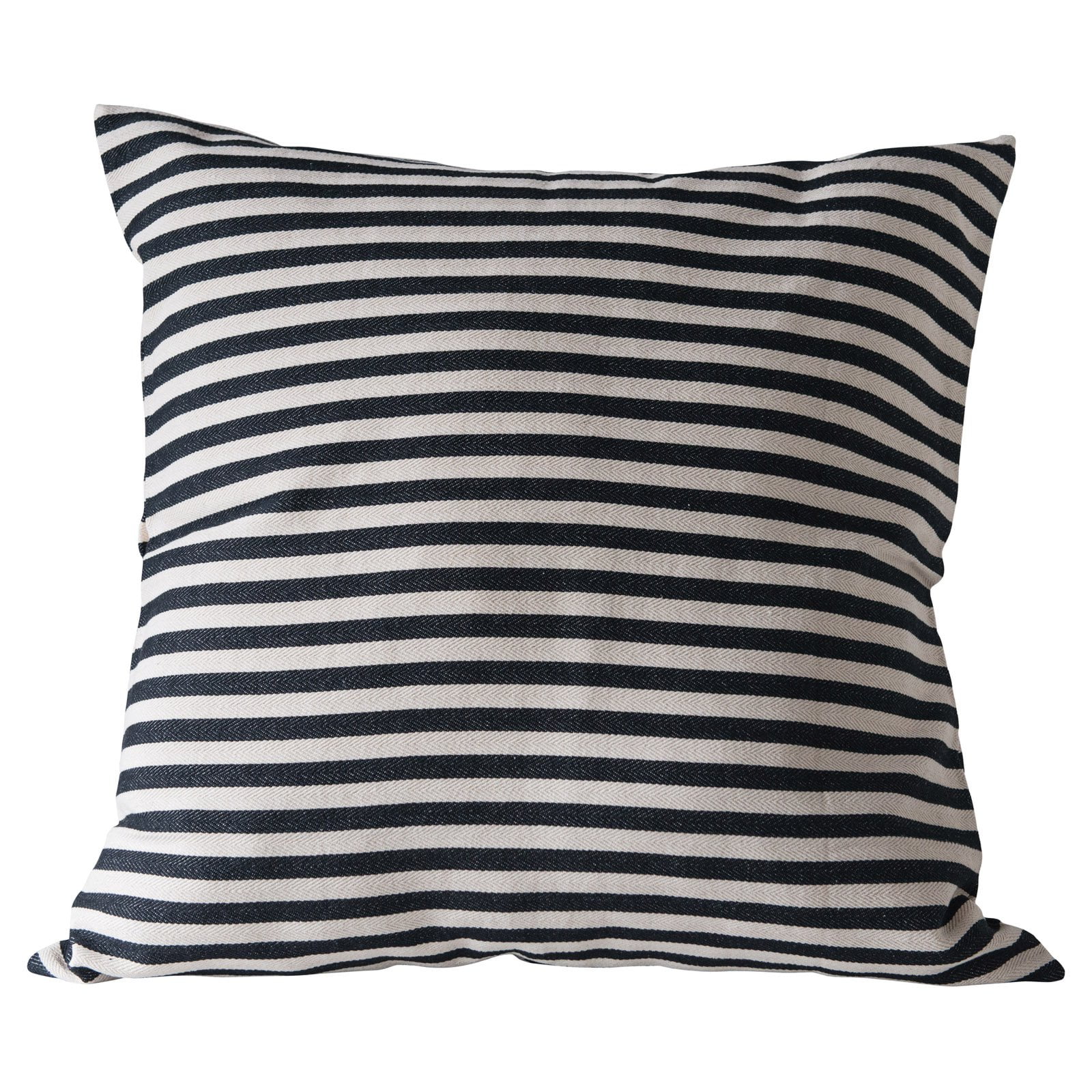 Photo 1 of 3R Studios Square Cotton Woven Pillow with Black and Cream Stripes