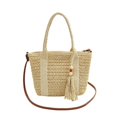 thumbnail image 1 of Bolso de paja estilo perezoso para vacaciones en la playa, bolso de mano para mujer de gran capacidad, combinable, bandolera de playa, novedad de 2025, 1 of 5