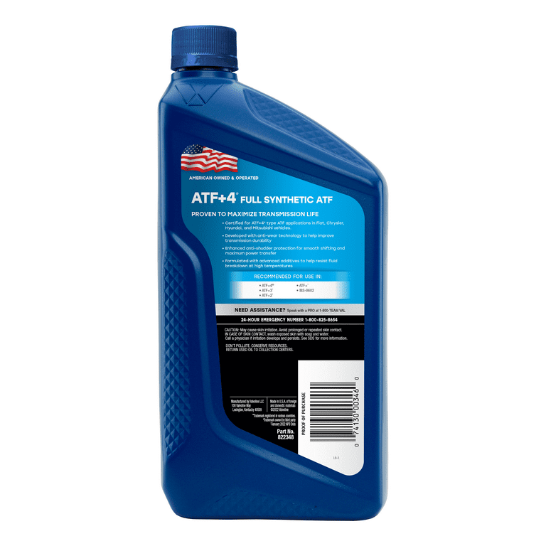 Valvoline Extended Protection Full Synthetic Automatic Transmission Fluid ATF 1 qt, Case of 6