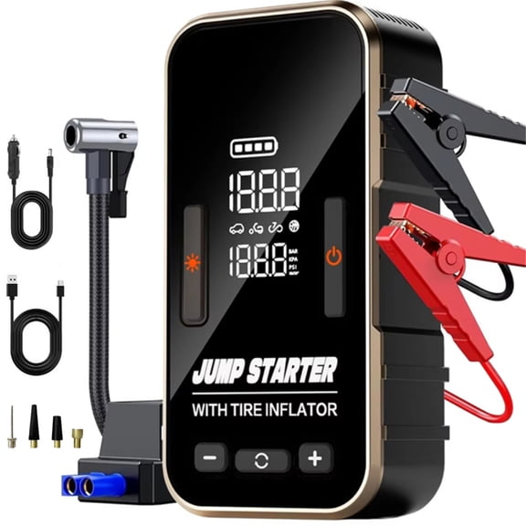 Jump Starter with Air Compressor,8000mAh Battery Jump Starter for Up to 8.0 Gas or 6.0L Diesel 150PSI Digital Tire Inflator with Emergency LED Light,Auto-Shutoff Car Battery Starter
