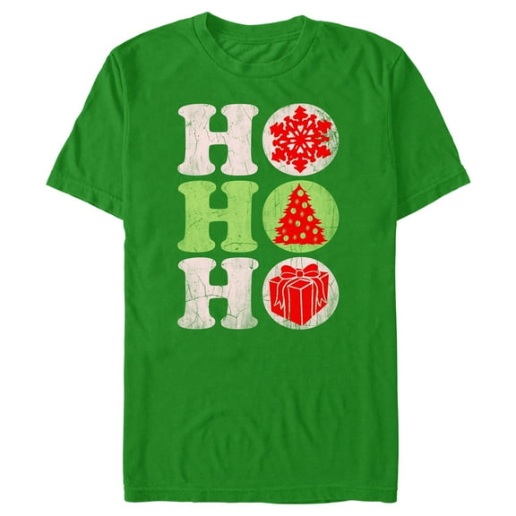 Men's Lost Gods Christmas Distressed Ho Ho Ho  Graphic Tee Kelly Green 3X Large