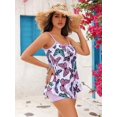 thumbnail image 5 of Trajes de baño para mujer, 2 piezas, trajes de baño, conjuntos de tankini, top de natación con pantalones cortos, color morado 2XL, 5 of 5