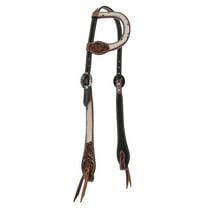 Showman Single Ear Leather Headstall w/ Cowhide & Tooling