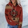 thumbnail image 3 of Womens Long Sleeve Tops Western Aztec Hoodie Ethnic Print Hoodie Pullover Cowgirl Rhombus Printed Hooded Sweatshirt Tops Womens Clothing Cheap, 3 of 5