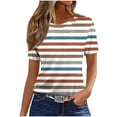 thumbnail image 2 of QUNYINEY Shirts for Women Trendy Short Sleeve Striped Casual Crew Neck Tops Loose Women Tops, 2 of 4