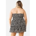 thumbnail image 4 of Plus Floral Print Ruched Ruffle Smocked Back Top & High Waist Flare Hem Mini Skirt Set, 4 of 4