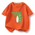 thumbnail image 2 of Virmaxy (0-12y) Toddler Boys Girls Summer Shirt Kids Crocodile Printed Loose T-Shirt Casual Short Sleeve Round Neck Top 2025 Spring Cotton Crewneck Blouses Tops Orange-1 3 Years, 2 of 3