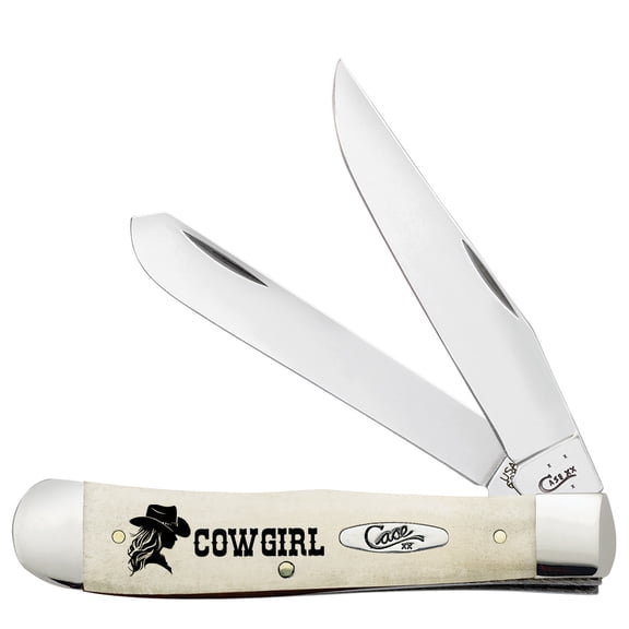 Case XX Knives Trapper Cowgirl Natural Bone Stainless Steel Pocket Knife