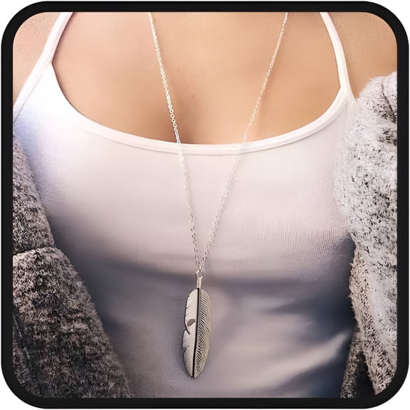DESIGNICE Boho Feather Pendant Necklace Chain Long Leaf Necklaces Jewelry Y Necklace for Women