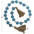 thumbnail image 3 of DecMode Handmade Round Frosted Beaded Teal Glass Garland with Tassel with Knotted Brown Jute, 3 of 11