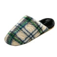 thumbnail image 2 of Viluyesy Womens and Mens Fuzzy Slippers, Closed Toe Cozy Soft Retro Checkered Slip-On Bedroom Indoor Slippers Green, 2 of 8