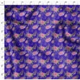 thumbnail image 4 of Soimoi Tissu Popeline de Coton Bleu Imprimé Feuilles & Roses au Mètre 58 Pouces de Large, 4 of 5
