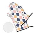 thumbnail image 2 of ZNDUO Oven Mitts and Pot Holders Sets, Geometry Hearts Art Design Pattern Non-Slip Cooking Oven Mitt, 2 of 8