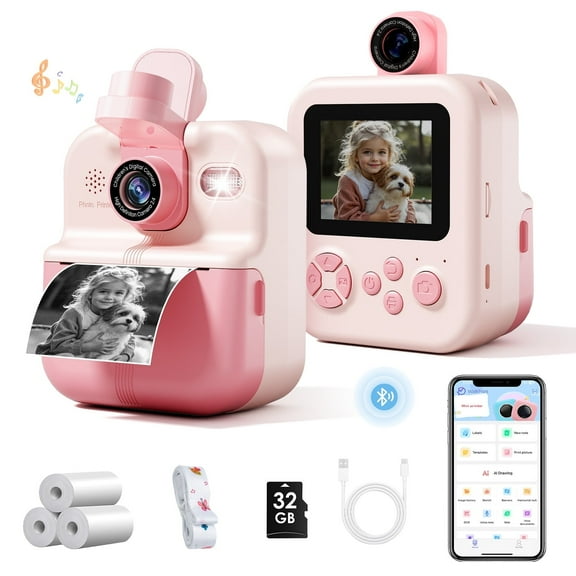 Kids Instant Print Digital Camera - Unisex Boy Girl Birthday/Children's Day Gift | Creative Toy with HD Printing for 5 6 7 8 9 10 Year Old