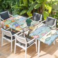 thumbnail image 2 of Blue Green Easter Bunny Table Cloths for 8 Foot Rectangle Tables, Spring Easter Eggs Floral Wooden Patio Waterproof Elastic Fitted Tablecloths, Washable Rectangular Table Cover for Camping, 2 of 8