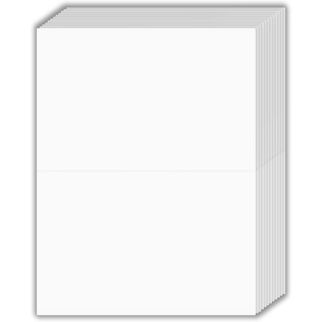 Extra Thick 100lb White Uncoated Cover Stock Half Fold Greeting Cards / Invitations, 5.5 X 8.5
