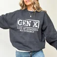 thumbnail image 3 of Funny Gen X “Lots of Memories, No Evidence” Sweatshirt – Retro Sarcastic Graphic Pullover for Men & Women, Vintage-Style Crewneck for 80s & 90s Kids, 3 of 6