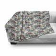 thumbnail image 3 of Floral Soft Flannel Fleece Blanket, Mixed Style Vintage Texture Watercolor and Hand Drawn Foliage and Leaves with Birds, Cozy Plush for Indoor and Outdoor Use, 70" x 90", Multicolor, by Ambesonne, 3 of 6