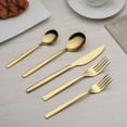 thumbnail image 4 of 20 Pieces Gold Plated Stainless Steel Flatware Set, Sliverware Cutlery Set Service for 4, Mirror Polished, 4 of 7