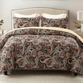 thumbnail image 4 of Exclusivo Mezcla Reversible Boho Quilt Set King Size, 3 Pieces Paisley Black All Season Bedspreads, Ultra Soft Floral Coverlet Bedding Set with Printed Pattern (1 Quilt, 2 Pillow Shams), 4 of 8