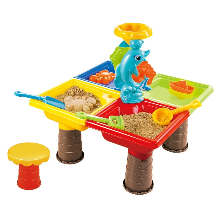 SAND & WATER WHEEL ACTIVITY PLAY TABLE,W/ LEGS,SPINNER TOWER,SAILBOATS,SCOOP,NEW 