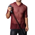 thumbnail image 5 of INSPIRE CHIC Sheer Mesh T-Shirts for Men's See Through Short Sleeves Club Tee Tops with Hood XL Red, 5 of 5