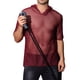 thumbnail image 5 of Camisetas de malla transparente INSPIRE CHIC para hombres, con mangas cortas transparentes, camiseta de club con capucha, 2XL roja, 5 of 5