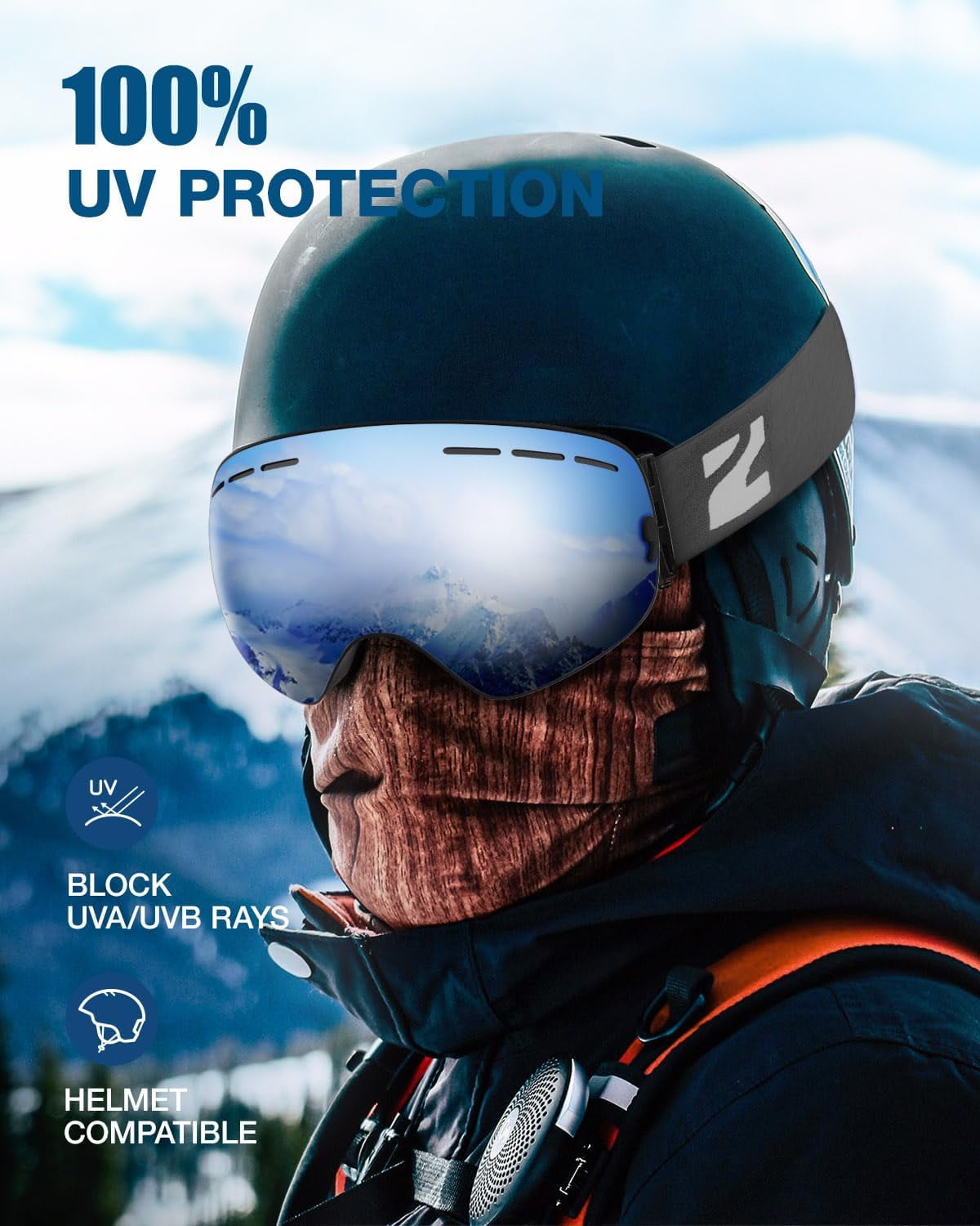 ZIONOR X Ski Snowboard Snow Goggles OTG Design for Men Women with